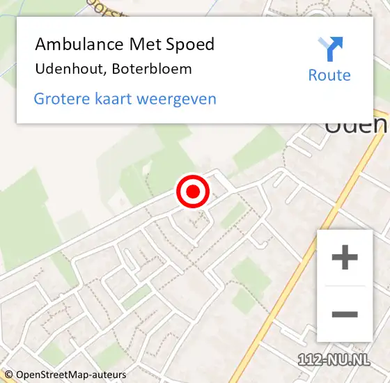 Locatie op kaart van de 112 melding: Ambulance Met Spoed Naar Udenhout, Boterbloem op 1 januari 2018 05:01