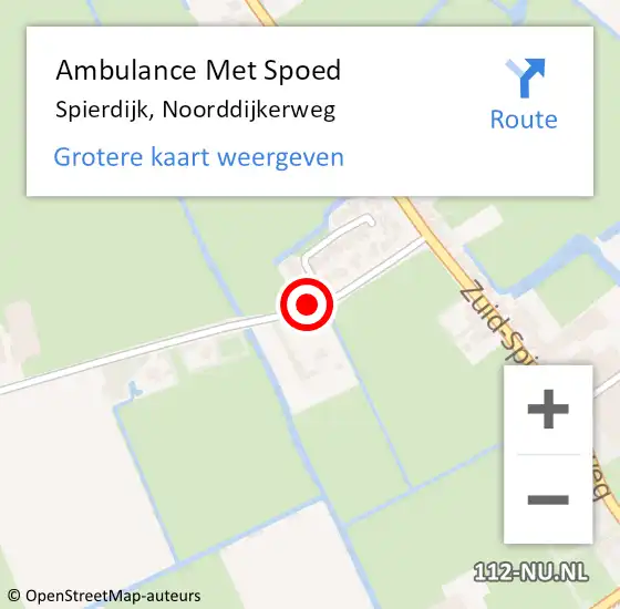 Locatie op kaart van de 112 melding: Ambulance Met Spoed Naar Spierdijk, Noorddijkerweg op 1 januari 2018 05:02