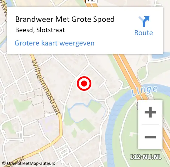 Locatie op kaart van de 112 melding: Brandweer Met Grote Spoed Naar Beesd, Slotstraat op 1 januari 2018 05:20