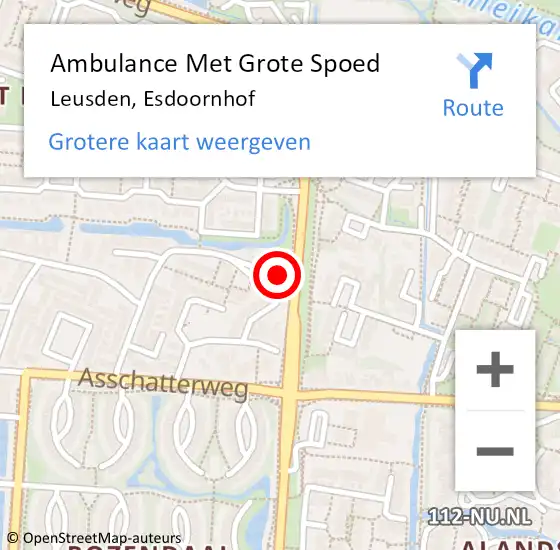 Locatie op kaart van de 112 melding: Ambulance Met Grote Spoed Naar Leusden, Esdoornhof op 1 januari 2018 05:21