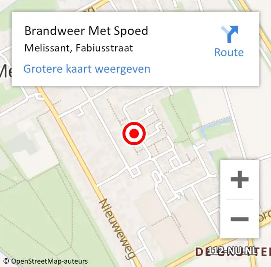 Locatie op kaart van de 112 melding: Brandweer Met Spoed Naar Melissant, Fabiusstraat op 1 januari 2018 05:43