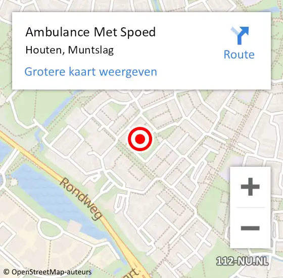 Locatie op kaart van de 112 melding: Ambulance Met Spoed Naar Houten, Muntslag op 1 januari 2018 05:45