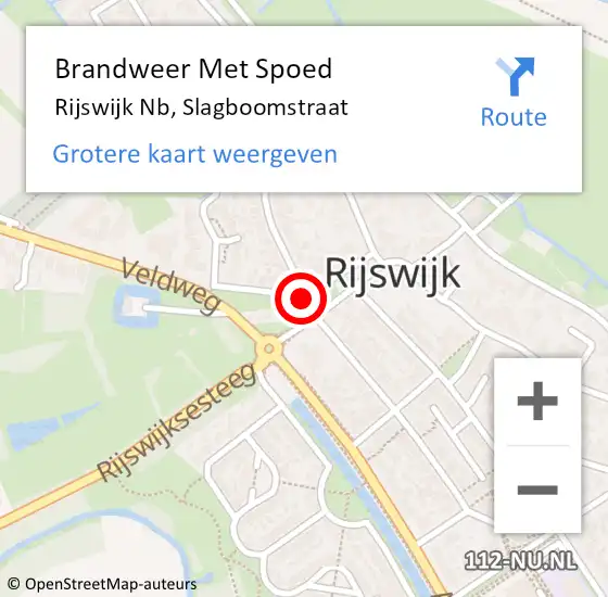 Locatie op kaart van de 112 melding: Brandweer Met Spoed Naar Rijswijk Nb, Slagboomstraat op 1 januari 2018 05:57