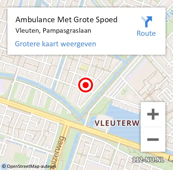 Locatie op kaart van de 112 melding: Ambulance Met Grote Spoed Naar Vleuten, Pampasgraslaan op 1 januari 2018 06:01