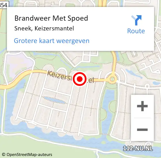 Locatie op kaart van de 112 melding: Brandweer Met Spoed Naar Sneek, Keizersmantel op 1 januari 2018 06:08