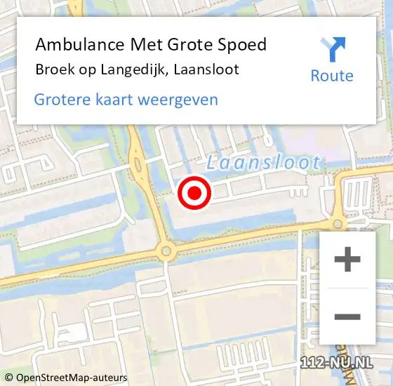 Locatie op kaart van de 112 melding: Ambulance Met Grote Spoed Naar Broek op Langedijk, Laansloot op 1 januari 2018 06:08