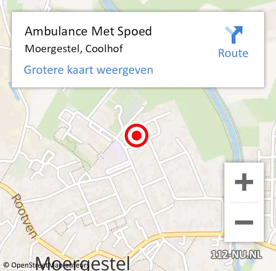 Locatie op kaart van de 112 melding: Ambulance Met Spoed Naar Moergestel, Coolhof op 1 januari 2018 06:24