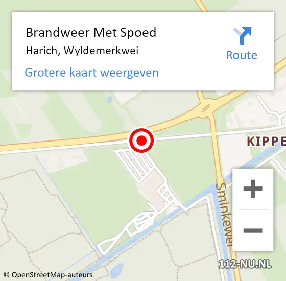 Locatie op kaart van de 112 melding: Brandweer Met Spoed Naar Harich, Wyldemerkwei op 1 januari 2018 06:27