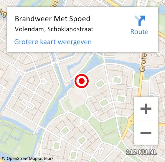 Locatie op kaart van de 112 melding: Brandweer Met Spoed Naar Volendam, Schoklandstraat op 1 januari 2018 06:47