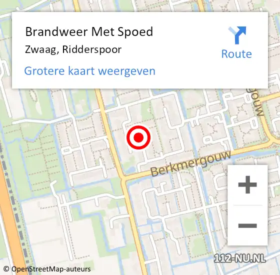 Locatie op kaart van de 112 melding: Brandweer Met Spoed Naar Zwaag, Ridderspoor op 1 januari 2018 07:00