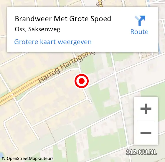 Locatie op kaart van de 112 melding: Brandweer Met Grote Spoed Naar Oss, Saksenweg op 1 januari 2018 07:34