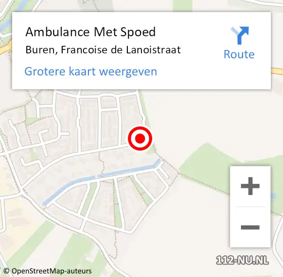 Locatie op kaart van de 112 melding: Ambulance Met Spoed Naar Buren, Francoise de Lanoistraat op 1 januari 2018 07:39