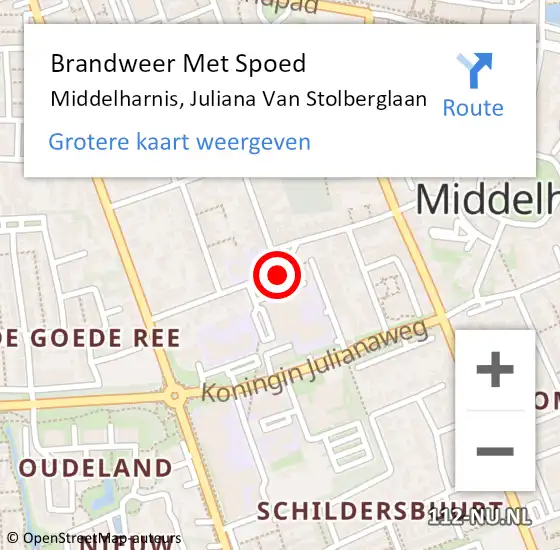 Locatie op kaart van de 112 melding: Brandweer Met Spoed Naar Middelharnis, Juliana Van Stolberglaan op 1 januari 2018 07:44