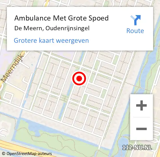 Locatie op kaart van de 112 melding: Ambulance Met Grote Spoed Naar De Meern, Oudenrijnsingel op 1 januari 2018 07:56