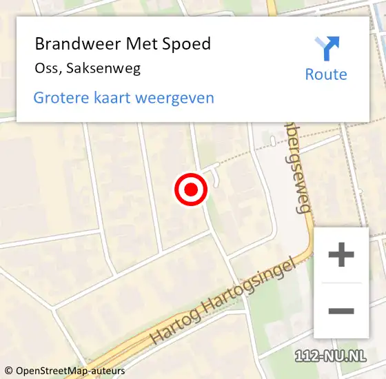 Locatie op kaart van de 112 melding: Brandweer Met Spoed Naar Oss, Saksenweg op 1 januari 2018 08:01