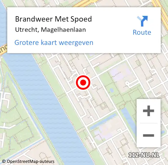 Locatie op kaart van de 112 melding: Brandweer Met Spoed Naar Utrecht, Magelhaenlaan op 1 januari 2018 08:02