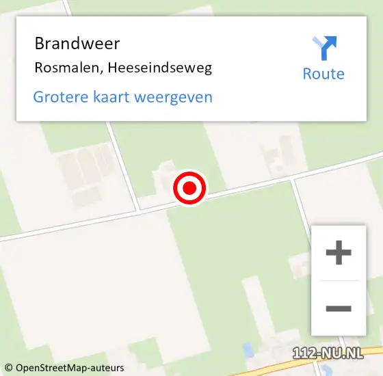 Locatie op kaart van de 112 melding: Brandweer Rosmalen, Heeseindseweg op 5 september 2013 16:40