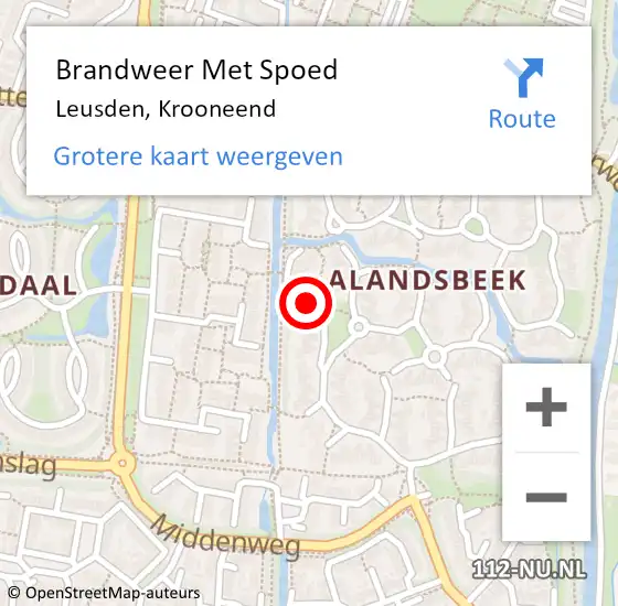 Locatie op kaart van de 112 melding: Brandweer Met Spoed Naar Leusden, Krooneend op 1 januari 2018 08:25