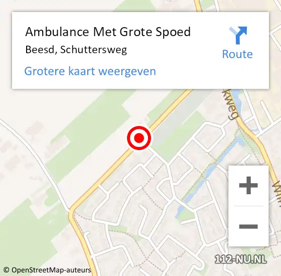 Locatie op kaart van de 112 melding: Ambulance Met Grote Spoed Naar Beesd, Schuttersweg op 1 januari 2018 08:27