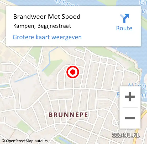 Locatie op kaart van de 112 melding: Brandweer Met Spoed Naar Kampen, Begijnestraat op 1 januari 2018 08:36