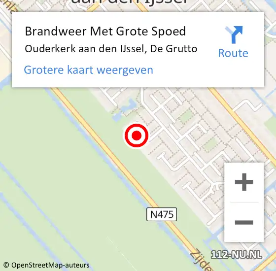 Locatie op kaart van de 112 melding: Brandweer Met Grote Spoed Naar Ouderkerk aan den IJssel, De Grutto op 22 september 2013 07:24