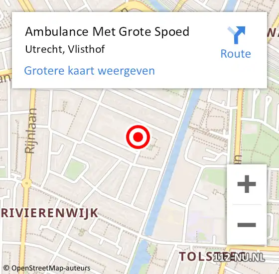 Locatie op kaart van de 112 melding: Ambulance Met Grote Spoed Naar Utrecht, Vlisthof op 1 januari 2018 08:46