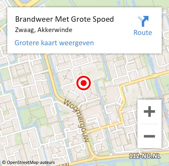 Locatie op kaart van de 112 melding: Brandweer Met Grote Spoed Naar Zwaag, Akkerwinde op 1 januari 2018 08:59