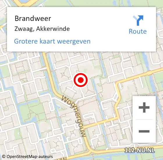 Locatie op kaart van de 112 melding: Brandweer Zwaag, Akkerwinde op 1 januari 2018 09:00