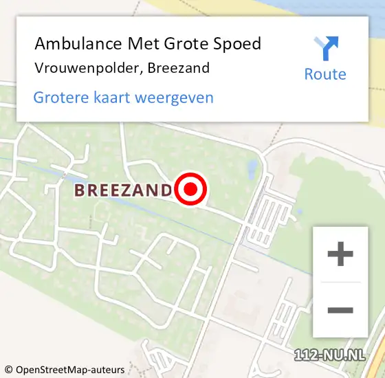 Locatie op kaart van de 112 melding: Ambulance Met Grote Spoed Naar Vrouwenpolder, Breezand op 1 januari 2018 09:17