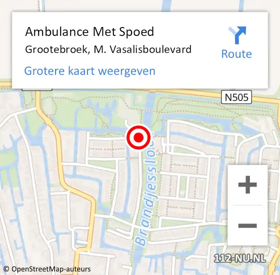 Locatie op kaart van de 112 melding: Ambulance Met Spoed Naar Grootebroek, M. Vasalisboulevard op 1 januari 2018 09:23