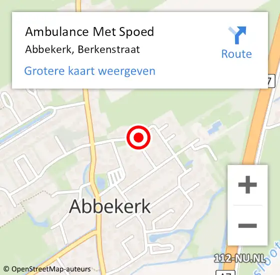 Locatie op kaart van de 112 melding: Ambulance Met Spoed Naar Abbekerk, Berkenstraat op 1 januari 2018 09:30