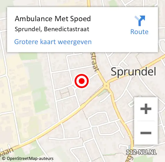 Locatie op kaart van de 112 melding: Ambulance Met Spoed Naar Sprundel, Benedictastraat op 1 januari 2018 10:18