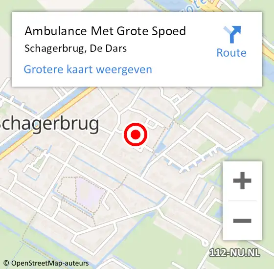 Locatie op kaart van de 112 melding: Ambulance Met Grote Spoed Naar Schagerbrug, De Dars op 1 januari 2018 10:31