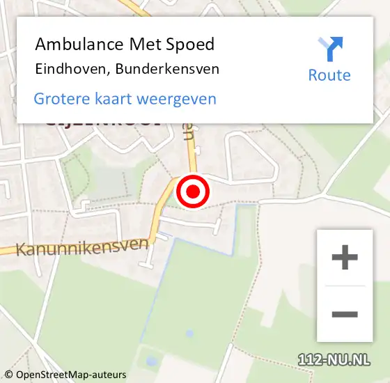 Locatie op kaart van de 112 melding: Ambulance Met Spoed Naar Eindhoven, Bunderkensven op 1 januari 2018 10:56