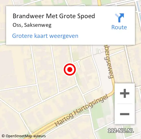 Locatie op kaart van de 112 melding: Brandweer Met Grote Spoed Naar Oss, Saksenweg op 1 januari 2018 11:36