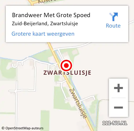 Locatie op kaart van de 112 melding: Brandweer Met Grote Spoed Naar Zuid-Beijerland, Zwartsluisje op 1 januari 2018 11:40