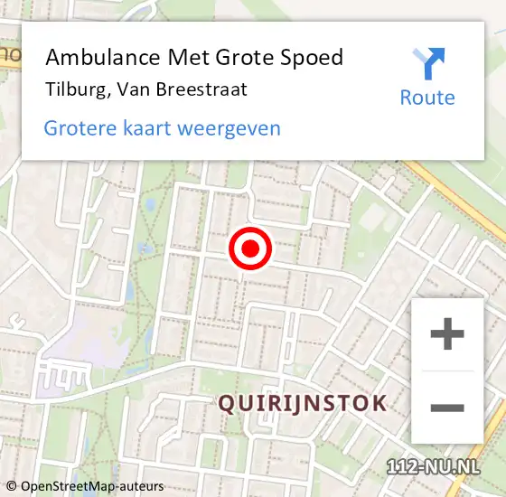 Locatie op kaart van de 112 melding: Ambulance Met Grote Spoed Naar Tilburg, Van Breestraat op 1 januari 2018 12:26