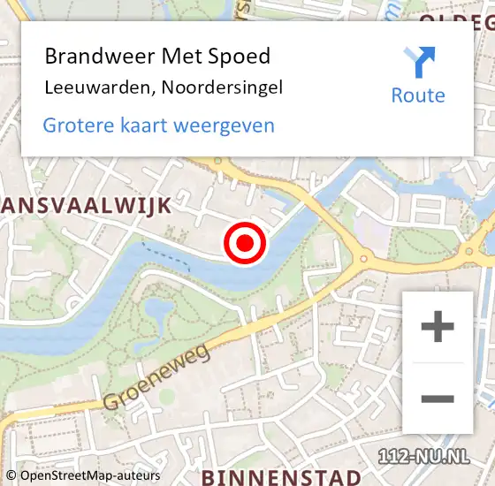 Locatie op kaart van de 112 melding: Brandweer Met Spoed Naar Leeuwarden, Noordersingel op 1 januari 2018 12:43