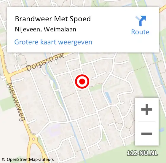 Locatie op kaart van de 112 melding: Brandweer Met Spoed Naar Nijeveen, Weimalaan op 1 januari 2018 12:48