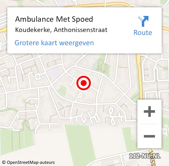 Locatie op kaart van de 112 melding: Ambulance Met Spoed Naar Koudekerke, Anthonissenstraat op 1 januari 2018 12:57