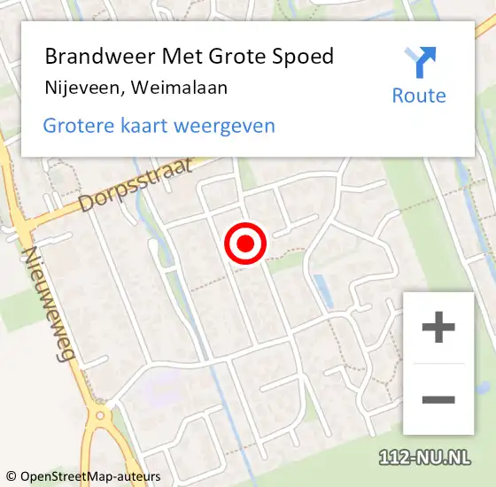 Locatie op kaart van de 112 melding: Brandweer Met Grote Spoed Naar Nijeveen, Weimalaan op 1 januari 2018 13:03