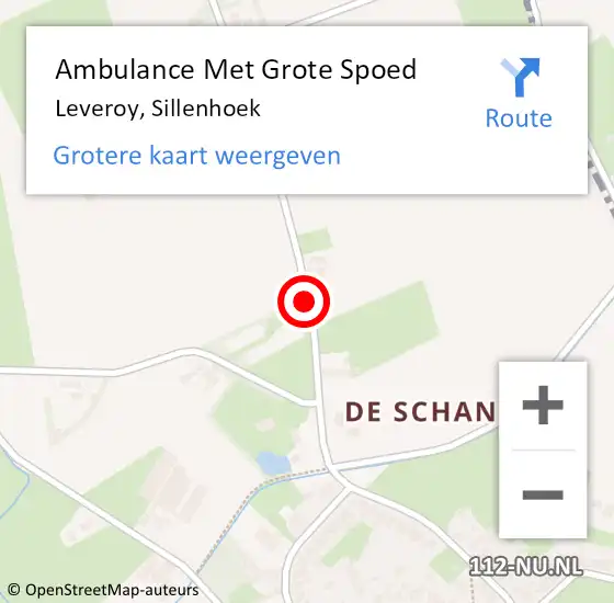 Locatie op kaart van de 112 melding: Ambulance Met Grote Spoed Naar Leveroy, Sillenhoek op 1 januari 2018 13:06