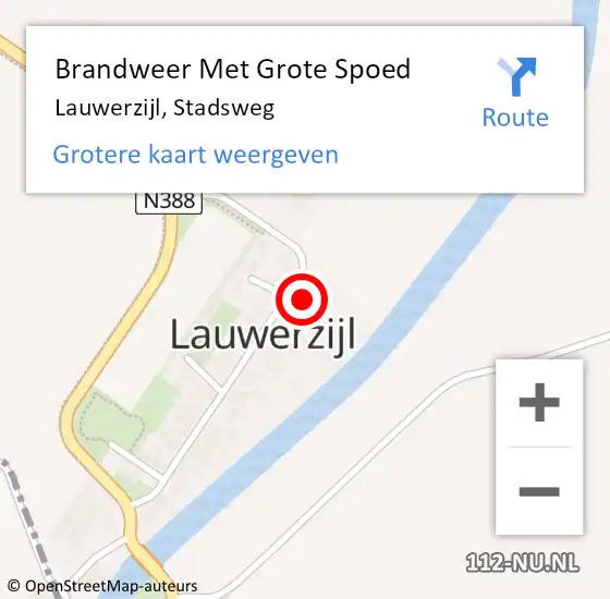 Locatie op kaart van de 112 melding: Brandweer Met Grote Spoed Naar Lauwerzijl, Stadsweg op 1 januari 2018 13:33