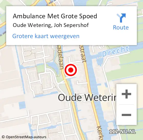 Locatie op kaart van de 112 melding: Ambulance Met Grote Spoed Naar Oude Wetering, Joh Sepershof op 1 januari 2018 13:41