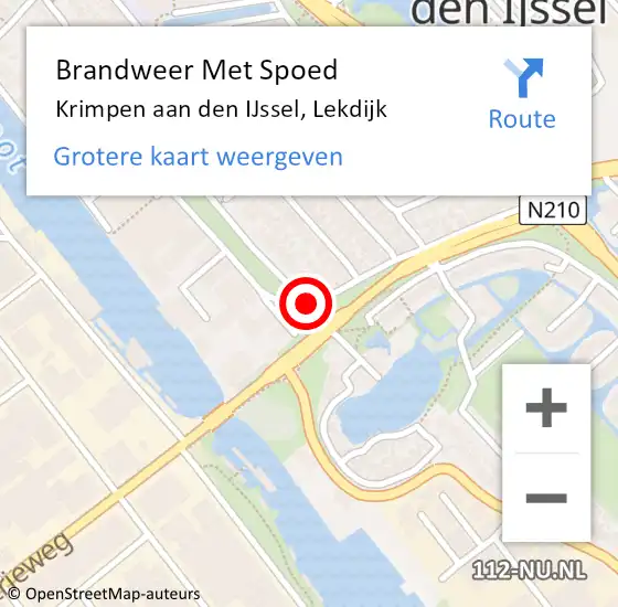 Locatie op kaart van de 112 melding: Brandweer Met Spoed Naar Krimpen aan den IJssel, Lekdijk op 1 januari 2018 13:52