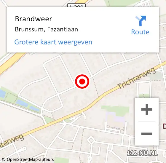 Locatie op kaart van de 112 melding: Brandweer Brunssum, Fazantlaan op 11 februari 2014 18:38