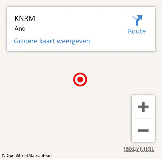 Locatie op kaart van de 112 melding: KNRM Ane op 1 januari 2018 14:01