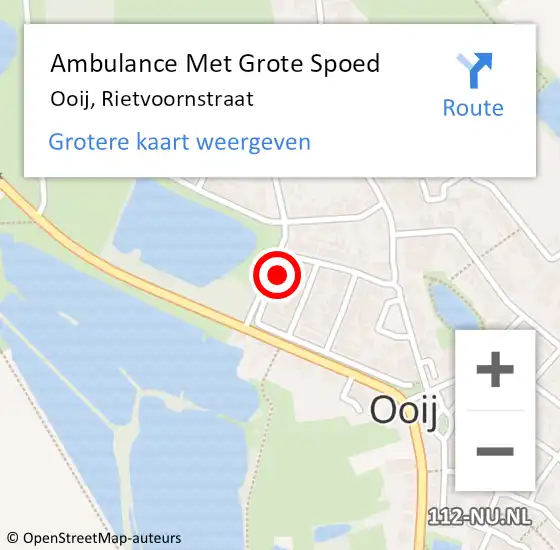 Locatie op kaart van de 112 melding: Ambulance Met Grote Spoed Naar Ooij, Rietvoornstraat op 1 januari 2018 14:25
