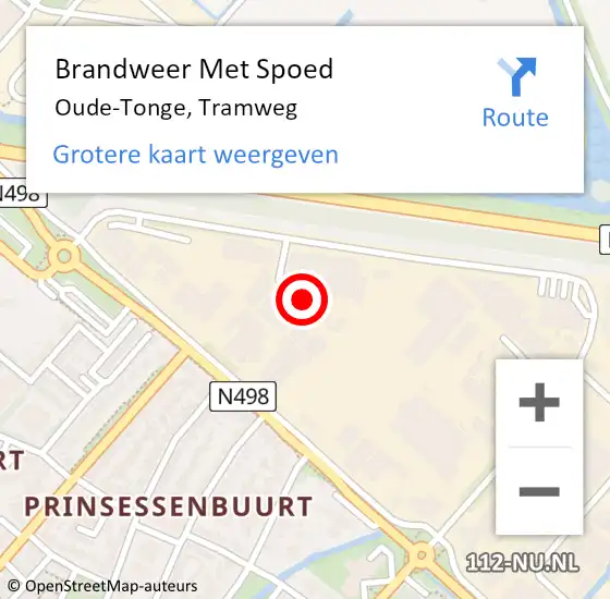 Locatie op kaart van de 112 melding: Brandweer Met Spoed Naar Oude-Tonge, Tramweg op 1 januari 2018 14:36