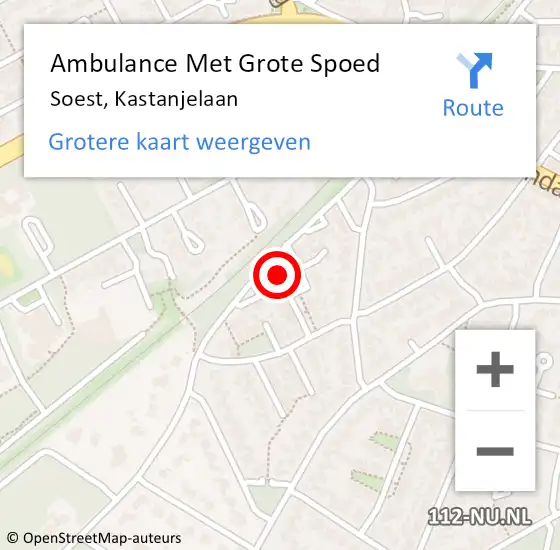 Locatie op kaart van de 112 melding: Ambulance Met Grote Spoed Naar Soest, Kastanjelaan op 1 januari 2018 14:47